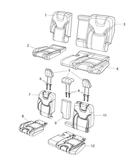 2015 Jeep Cherokee Seat Cushion Pad, Rear Driver Side Diagram for 68091778AB