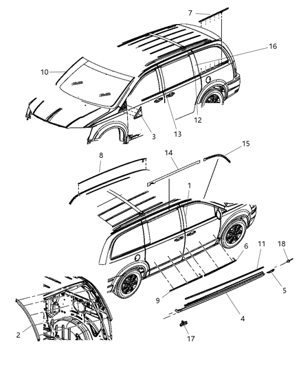 2011 Chrysler Town & Country Molding Sliding Door Diagram for 5182600AB