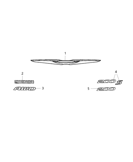 2016 Chrysler 200 Emblem, Black, Rear Diagram for 68184520AA