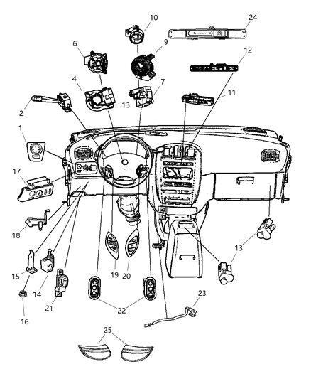 2005 Dodge Grand Caravan On/Off Switch, Driver Side Diagram for 5026007AA