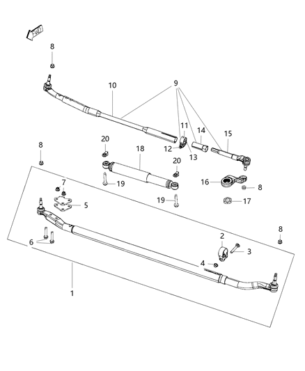 2020 Ram 3500 Cab Chassis(<10K lb.) Steering Linkage Diagram