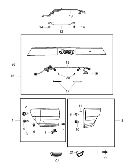 2012 Jeep Grand Cherokee Window Switch, Rear Diagram for 68083081AA