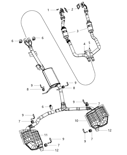 2012 Dodge Challenger Pipe And Converter Front Diagram for 68038390AB