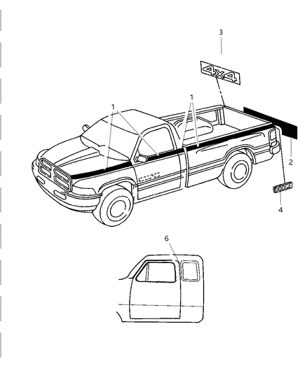 1997 Dodge Ram 2500 Tape Stripes & Decals Diagram 1 - Thumbnail