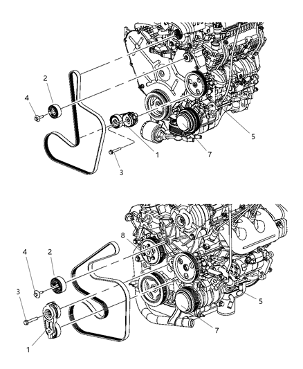 2008 Dodge Grand Caravan Pulley & Related Parts Diagram 2 - Thumbnail