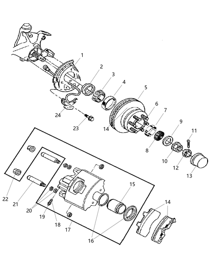 1999 Dodge Ram 2500 Regular Cab Front Brakes Diagram 1 - Thumbnail