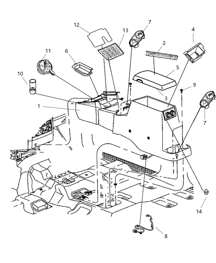 2004 Dodge Durango Console, Center Diagram for ZM471D1AA