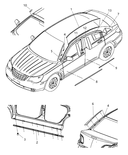 2007 Chrysler Sebring Applique Front Door Diagram for 4389932AA