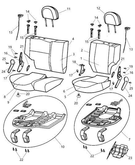 2003 Jeep Grand Cherokee Seat Cushion, Sandstone, Rear Driver Side Diagram for XR711T5AA