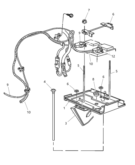 1998 Dodge Ram Van Battery Tray & Cables Diagram 2 - Thumbnail