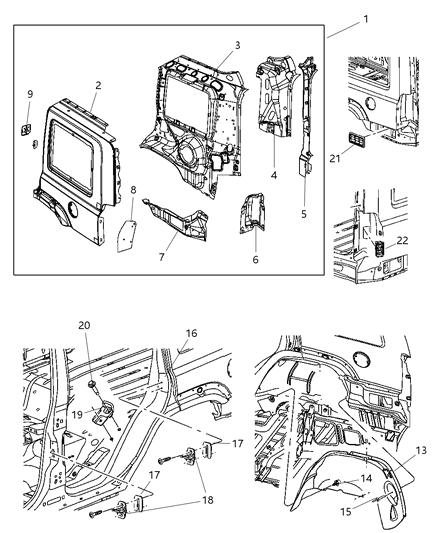 2007 Jeep Commander Panel Bodyside Aperture Inner Rear Diagram for 68145065AA