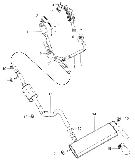 2017 Jeep Wrangler Exhaust System Diagram 1 - Thumbnail