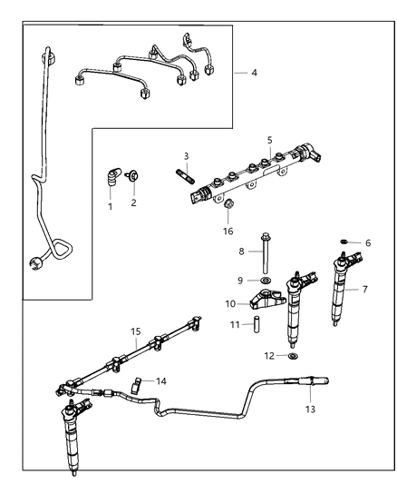 2012 Jeep Wrangler Fuel Rail & Injectors Diagram 1 - Thumbnail