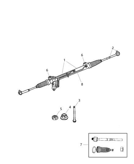 2006 Jeep Commander End Package Tie Rod Diagram for 5143556AB