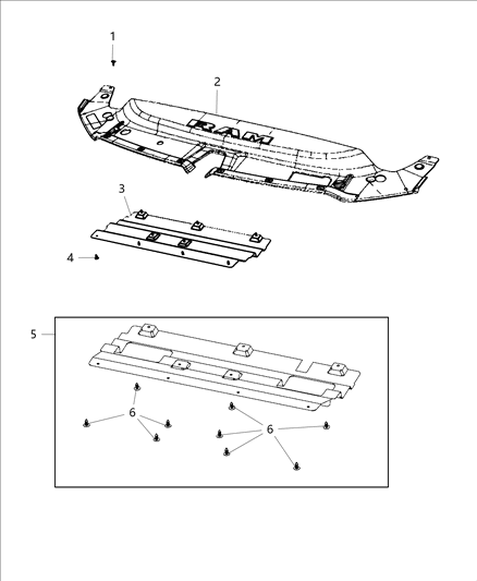 2021 Ram 1500 Lower Seal, Front Diagram for 68276399AA