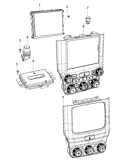2020 Ram 1500 New Style A/C & Heater Controls Diagram