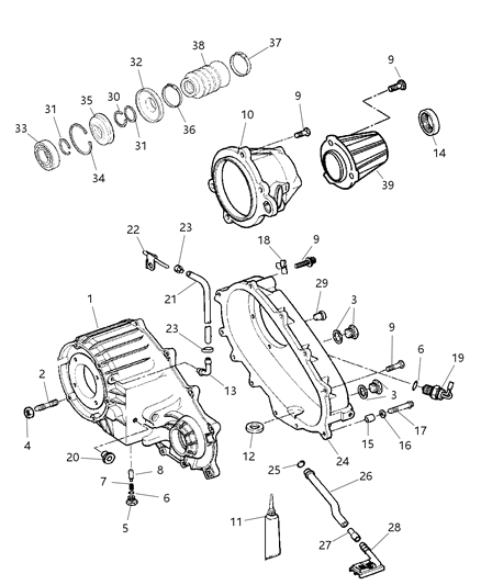 2000 Jeep Grand Cherokee Extension Transfer Case Diagram for 5003457AA