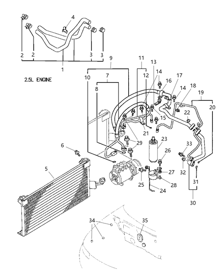 1999 Dodge Avenger Discharge Hose Diagram for MR315086