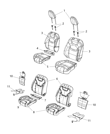 2016 Jeep Cherokee Headrest, Black, Front Diagram for 1VL33DX9AB