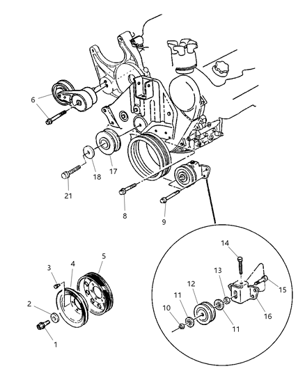 2000 Dodge Caravan Pulley & Related Parts Diagram 2 - Thumbnail