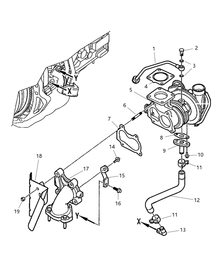 2003 Jeep Liberty Stud Turbo Elbow Diagram for 5066796AA