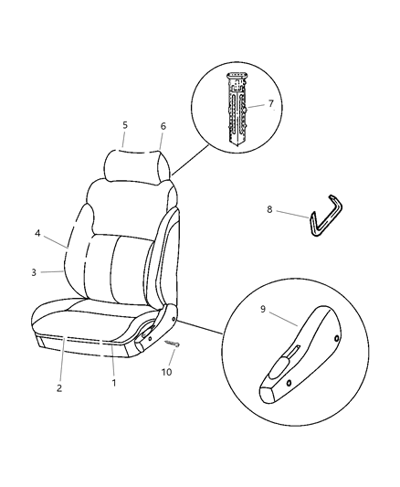 1997 Dodge Neon Front Seat Diagram 2 - Thumbnail