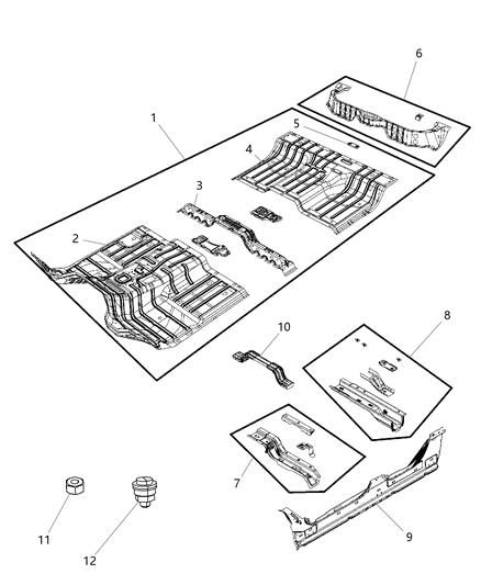 2014 Ram 1500 Pan Front Floor Diagram for 68095926AC