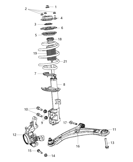 2010 Jeep Patriot Knuckle And Hub Front Diagram for 5105936AC