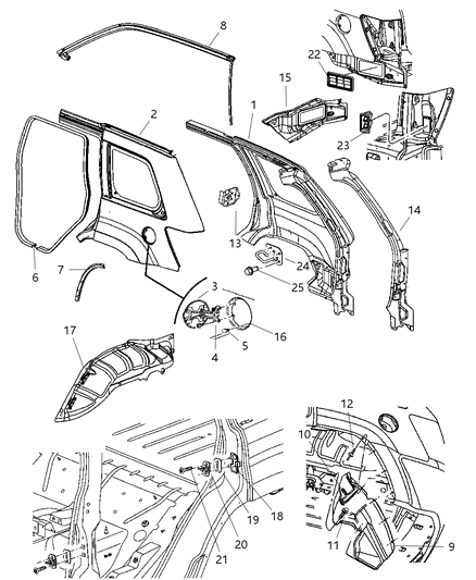 2005 Jeep Grand Cherokee Seal Bodyside Diagram for 55394051AC