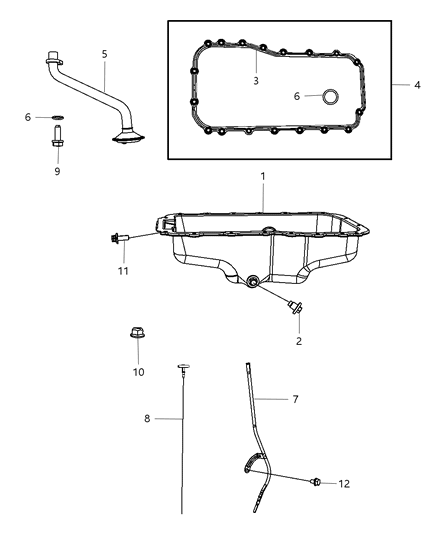 2009 Dodge Grand Caravan Engine Oil Pan & Engine Oil Level Indicator & Related Parts Diagram 2 - Thumbnail