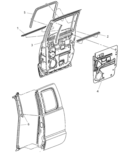 2010 Dodge Dakota Door Weatherstrip, Rear Driver Side Diagram for 55359397AG