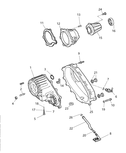 2001 Dodge Ram 3500 Quad & Club Cab Case & Related Parts of Transfer Case Model Diagram 1 - Thumbnail