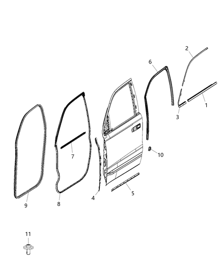 2019 Ram 1500 Weatherstrip Front Door Belt Outer Diagram for 68285778AB