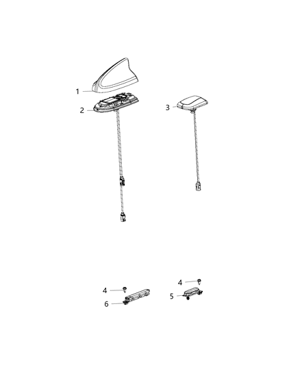 2017 Chrysler 300 Antenna Cable & Base Assembly Diagram for 5SV39PDNAA