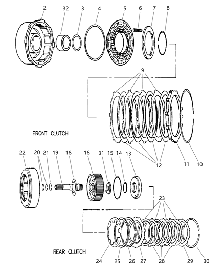 1999 Dodge Ram 3500 Regular Cab Clutch, Front & Rear With Gear Train Diagram 2 - Thumbnail