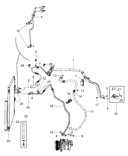 2015 Ram 1500 Line A/C Suction And Liquid: Gaskets, Valve Core, Cap Diagram for 68232468AB