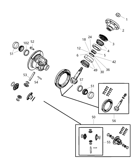 2019 Jeep Wrangler Differential Assembly of Rear Axle; Differential And Drive Line Diagram 3 - Thumbnail