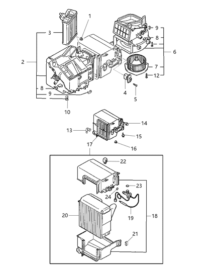 2000 Chrysler Sebring Coupe Heater & A/C Unit Diagram