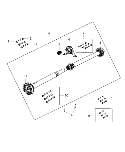 2012 Chrysler 300 Shaft Drive Rear 2-Piece Diagram for 4593650AH