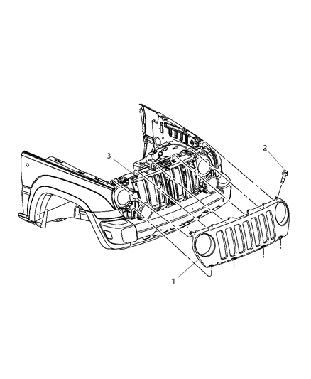 2005 Jeep Liberty Grille Radiator Grill Insert Included Diagram for 5JJ86PR4AC