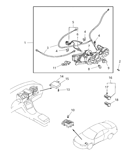 1999 Chrysler Sebring Coupe Heater & A/C Controls Diagram