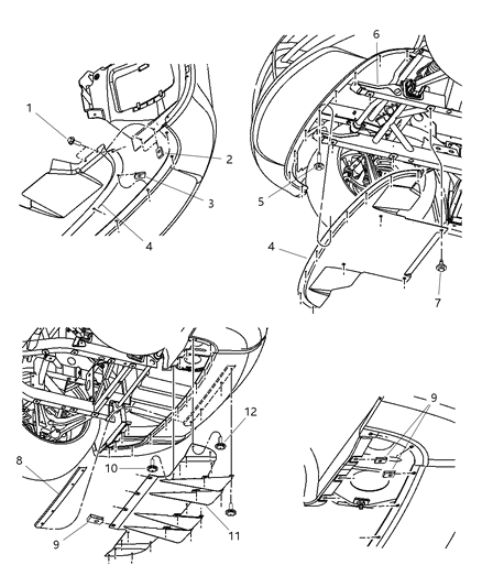 2009 Dodge Viper Belly Pan Extension Rear Diagram for 5290137AD
