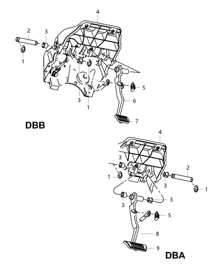 2018 Ram 3500 Cab Chassis Brake Pedals Diagram 2 - Thumbnail