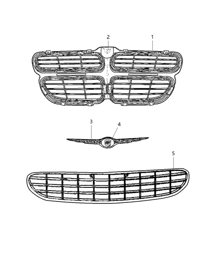2001 Dodge Stratus Grille Diagram for 4805651AA