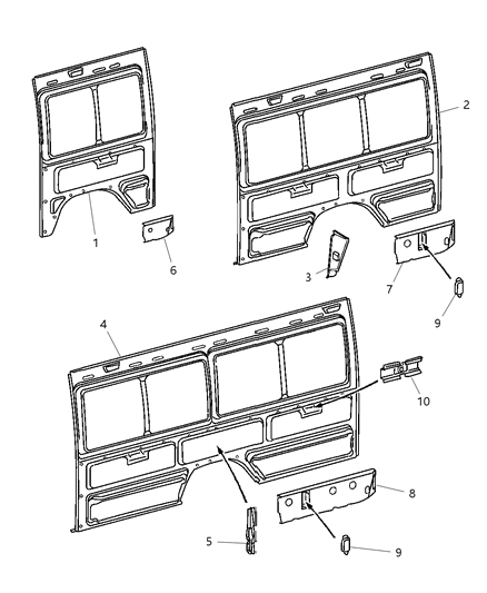 2002 Dodge Sprinter 3500 Left Side, Inner Support Panels Diagram