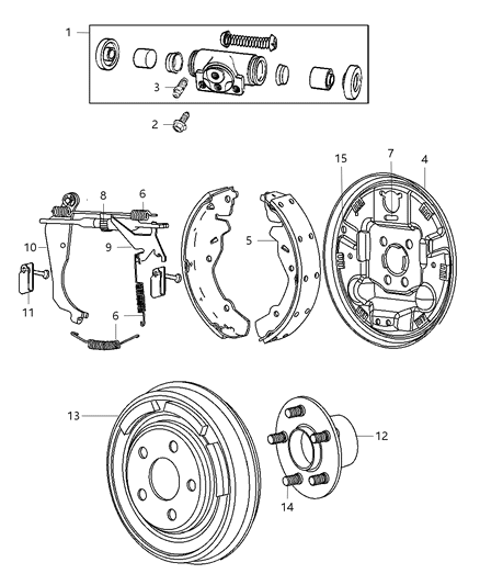 2012 Dodge Caliber Brakes, Rear, Drum Diagram