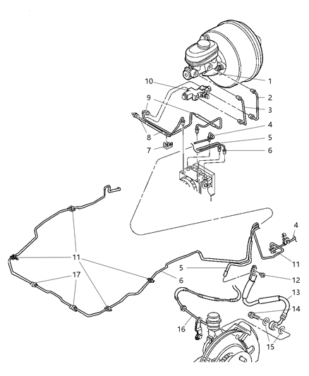 2004 Jeep Wrangler Brake Lines & Hoses, Front Diagram 1 - Thumbnail
