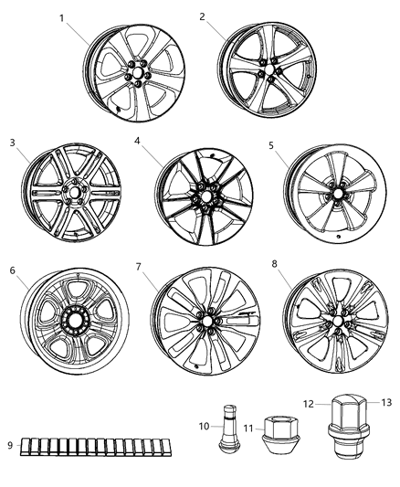 2013 Dodge Charger Wheel, Alloy Diagram for 68051232AB