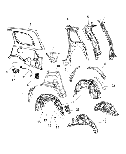 2020 Jeep Grand Cherokee Tape Cowl Bar Right Diagram for 55396938AA