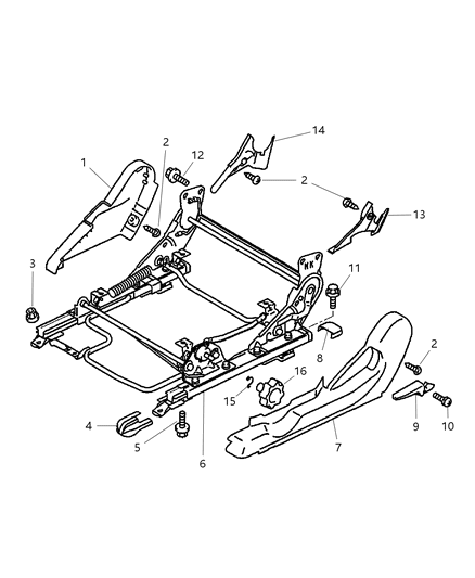 2005 Chrysler Sebring Coupe Adjuster, Shields And Attaching Parts, Left Without Power Seat Diagram